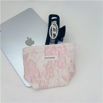 Cosmetic bag, handheld small clutch bag, storage bag, lipstick for skin care, new collection, flowered, with embroidery, high-quality style