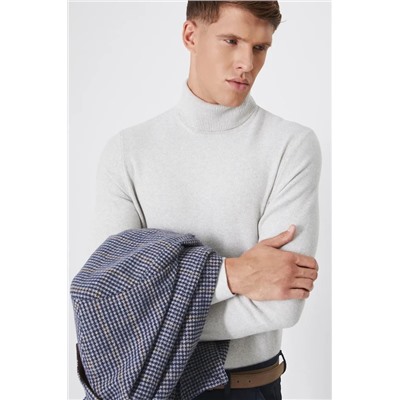 Sweter bawełniany męski z golfem kolor szary