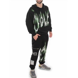 2627/7350 BLACK/GREEN Костюм спортивный мужской (75% хлопок, 20% полиэстер, 5% спандекс)