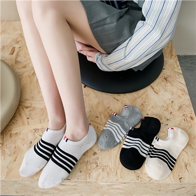 Tide brand TB four bars in summer thin cotton sports socks, stripes light mouth socks, low help men and women breathable invisible boat socks