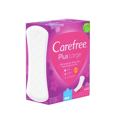 Carefree Slipeinlage Plus Large mit Frischeduf, Прокладки ежедневные Large Plus Fresh с ароматом свежести, 48 шт, 3 упаковки (144 шт)