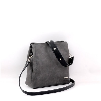 Сумка 1134 македония серый+черный ХИТ продаж