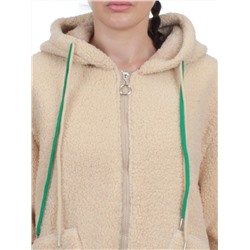1003 BEIGE Куртка плюшевая демисезонная (65% хлопок, 35% полиэстер) оверсайз 44-54