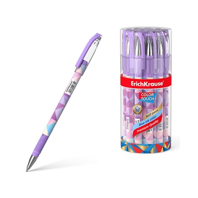 Ручка шариковая ErichKrause ColorTouch Stick Magic Rhombs 0.7, цвет чернил синий