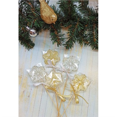 Леденцы Снежинки без сахара (золото и серебро) 3 штуки