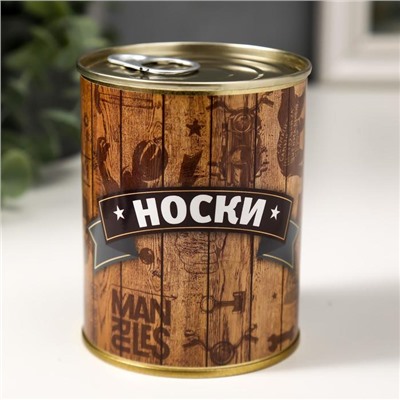 Подарочные носки в банке «Настоящий мужик-нереально крут», (внутри носки мужские, цвет чёрный)