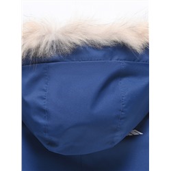 Парка зимняя подростковая для девочки с капюшоном и мехом темно-синего цвета 9536TS