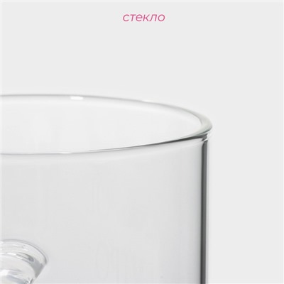 Кружка Доляна «Доброе утро», 400 мл, 12×8×10.5 см, стекло, прозрачная