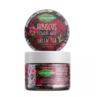 Зелёный чай с Гибискусом (60 г), Hibiscus Flowers with Green Tea, произв. Wingreens Farms