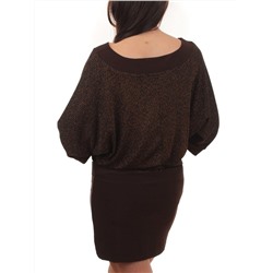 9801 BROWN Платье женское (90% полиэстер, 10% эластан)