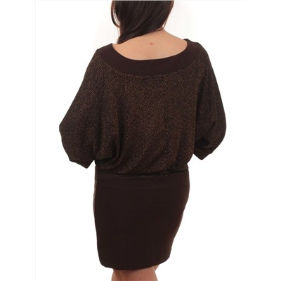 9801 BROWN Платье женское (90% полиэстер, 10% эластан)