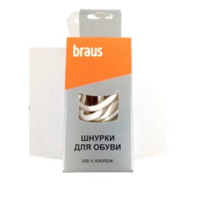 Шнурки BRAUS 90 см средние МОЛОЧНЫЕ/10