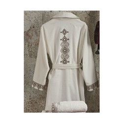 Подарочный Набор Халат + Полотенце + Тапочки (M) Hazal Krem Bayan Bornoz Seti - Medium- EcoCotton