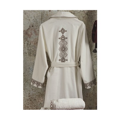 Подарочный Набор Халат + Полотенце + Тапочки (M) Hazal Krem Bayan Bornoz Seti - Medium- EcoCotton