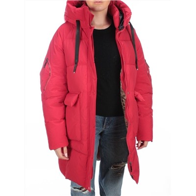 2197 RED Пуховик женский зимний AIKESDFRS (холлофайбер)