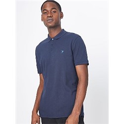 Navy Woven Bird Motif Polo Shirts 2 Pack