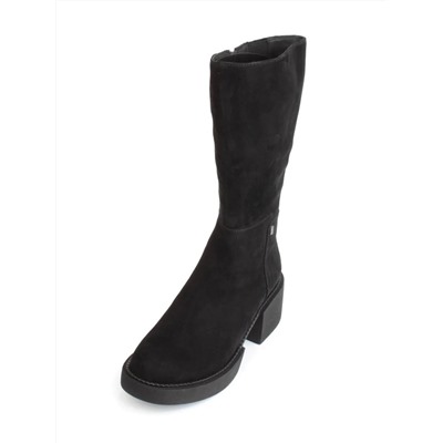 02-FI908-2M BLACK Сапоги зимние женские (натуральная замша, натуральный мех)