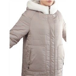 2661 BEIGE Пальто двухстороннее женское еврозима (100 гр. холлофайбер)