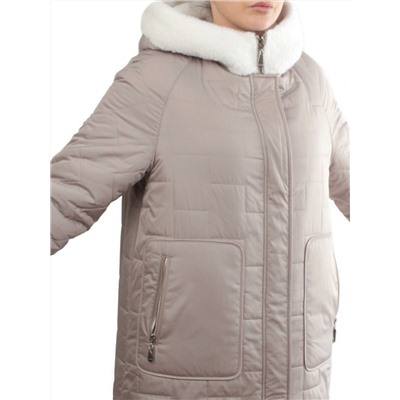 2661 BEIGE Пальто двухстороннее женское еврозима (100 гр. холлофайбер)
