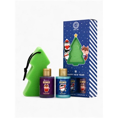 Новогодний подарочный набор косметики Gift for you: гель для душа 2 шт. × 100 мл, мочалка для тела, URAL LAB