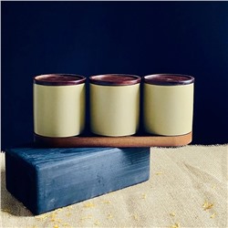 235-106 Набор из 3 банок 350мл с крышками на подставке TROPICAL в под.уп.(х8)Фарфор