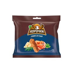 «3 Корочки», сухарики со вкусом сёмги с сыром, 80 г