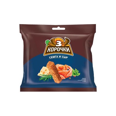 «3 Корочки», сухарики со вкусом сёмги с сыром, 80 г