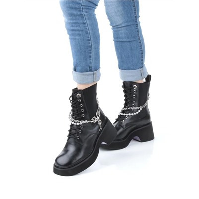 01-GZ6190-L61 BLACK Ботинки демисезонные женские (натуральная кожа)