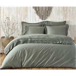 2 сп. Евро Комплект Постельного Белья Cotton Saten Alicia Yeşil - EcoCotton