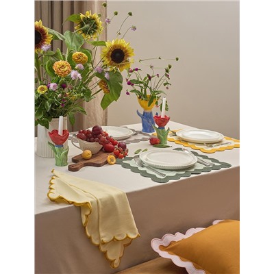 Салфетка под приборы с контрастным кантом серого цвета из коллекции Trendy Ruffles, 35х45 см