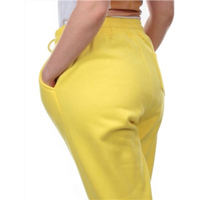 M055 YELLOW Брюки спортивные женские на флисе (100% хлопок) 7986