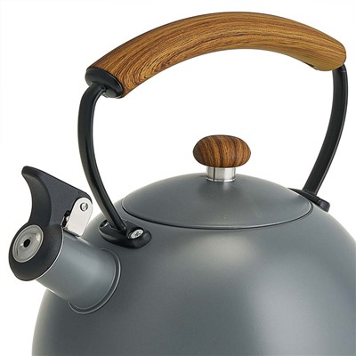 Чайник 2,5 л из нержавеющей стали со свистком, индукционное дно WEBBER BE-0604 серый, ручка дерево