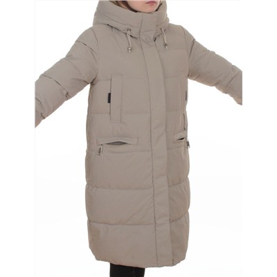 2129 BEIGE Пальто зимнее женское (200 гр. холлофайбер)
