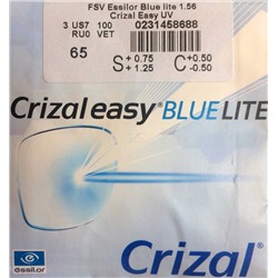Линза Essilor FSV 1.56 HMC Blue lite Crizal Easy UV