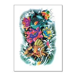 TTSY-B007 Временная татуировка Два Карпа, 21х15см