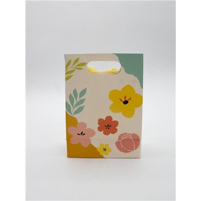 Пакет подарочный (XS) "Big flowers", yellow (12x6x16)