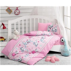 Постельное белье из ранфорса для новорожденных Bebek Ranforce Miyav Pembe - cotton box