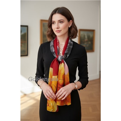 Шарф шифоновый с цветочным рисунком 3D Арт М52/2