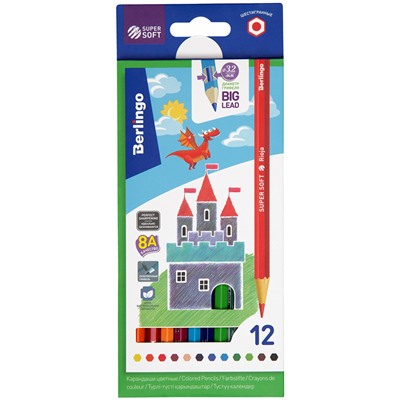 Карандаши 12цв SuperSoft. Замки Berlingo SS00112/12/Китай