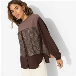 Свитшот с эффектом многослойности, Стиль по-взрослому (браун, нью)