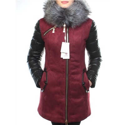 5137 BURGUNDY Парка женская зимняя (150 гр синтепон, искусственный мех)