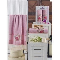 Набор полотенец махровых Dreams Flower Merzuka <2 предмета 50*90+70*140, светло-розовый> (арт.10677, 10678)