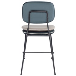 Стул полубарный с контрастным кантом Pea, велюр, сине-зеленый/бежевый