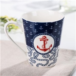 Кружка Доляна «Морячок», 310 мл, фарфор, синяя, белая