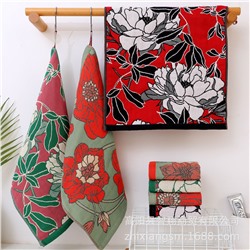 Gaoyang towel Korean flower jacquard four-layer cotton gauze large square towel wipe hands towel kitchen towel factory price wholesale