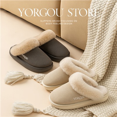 Fashionable demi-season slippers, non-slip keep warm winter footwear indoor, city style