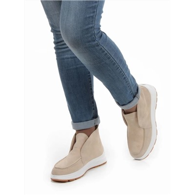 01-5280-10 LT. BEIGE Ботинки демисезонные женские (натуральная замша, байка)