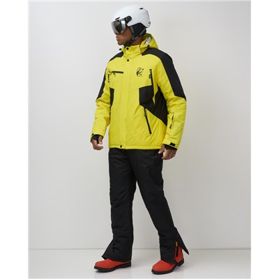 Горнолыжный костюм мужской зимний желтого цвета 02381J