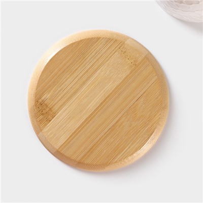 Набор чайный BellaTenero, 6 предметов: 2 чашки 350 мл, 2 деревянных блюдца d=12 см, 2 ложки, на бамбуковой подставке, керамика, белый