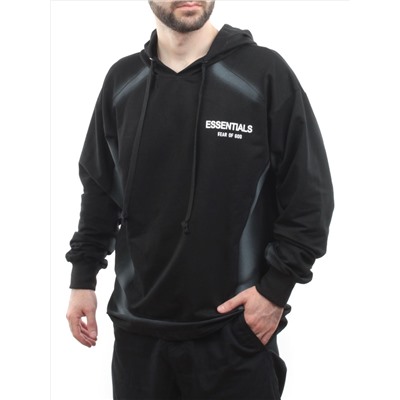 2649 BLACK/GRAY Толстовка мужская (75% хлопок, 20% полиэстер, 5% спандекс)